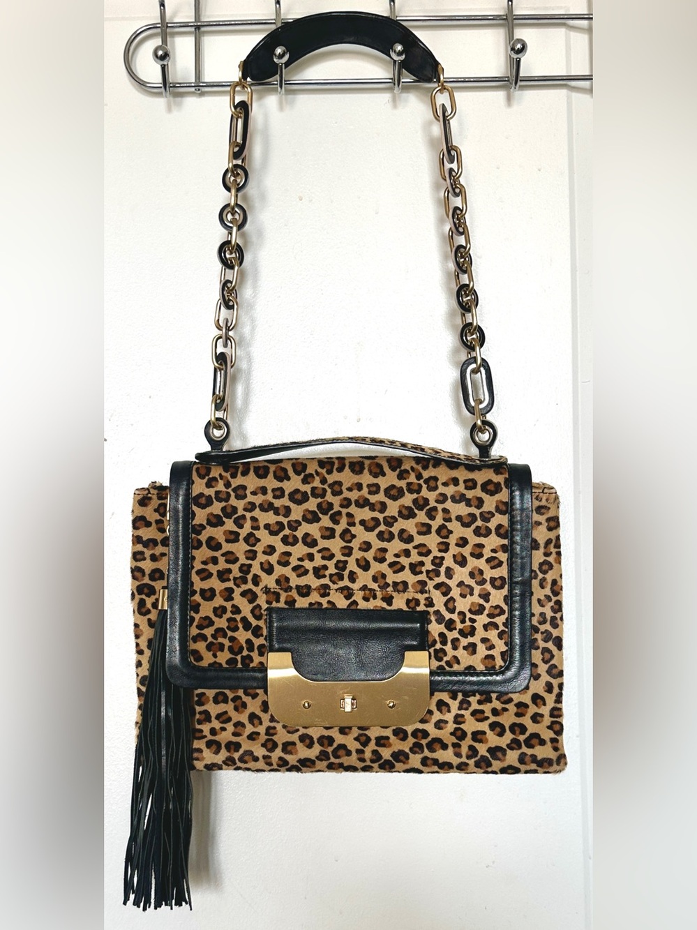 Gorgeous Diane Von Furstenberg Leopard Print Hide & Leather Purse
